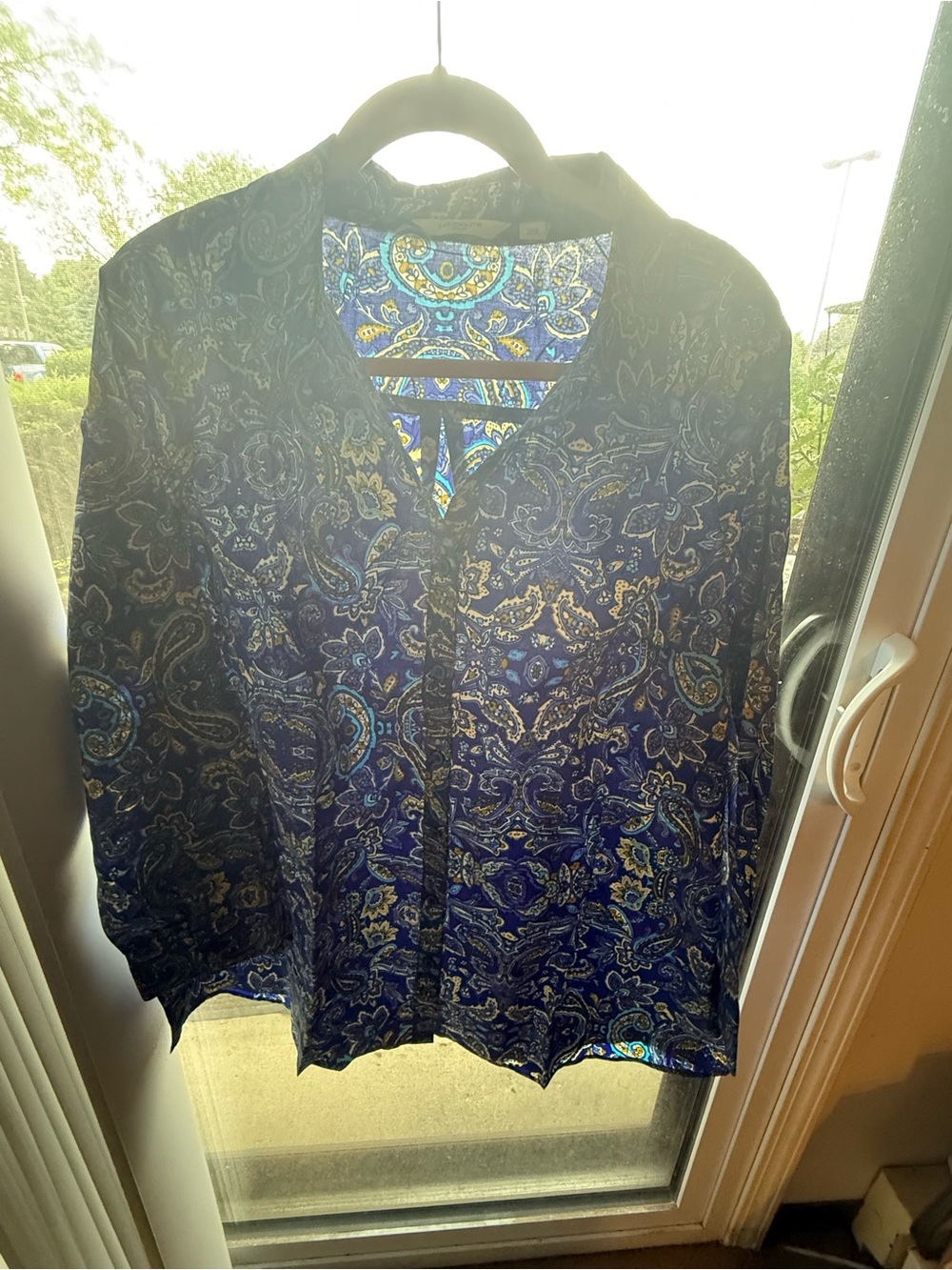 Women’s Blue Paisley Button-Up Shirt